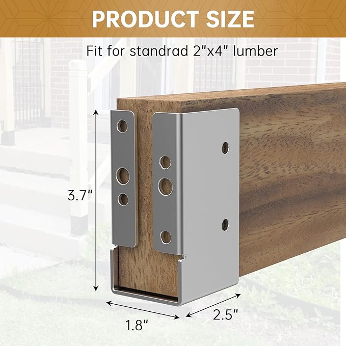 Concealed Joist Hanger,2" x 4"Outdoor Concealed-Flange Hanger,Concealed Face Mount Joist Bracket for 2"x4" Beam ,Swing,Fence (Galvanizing 12 PCS)