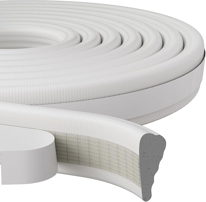 196”Wedge Weather Stripping Door Seal Strip for Door Frame,Self-Adhesive Window Insulation for Winter,Dark Foam Gap Filler for Light Noise Blocker,Front Exterior Door Side Draft Stopper,White