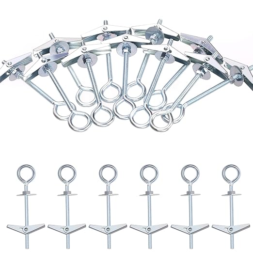 Glarks 15pcs M5 x 75mm O-Shaped Eye Bolt Toggle Anchors Set for Drywall, Toggle Bolts, Butterfly Anchors, Spring Toggle Wing Bolts for Ceiling, Sheetrock, Hollow Wall