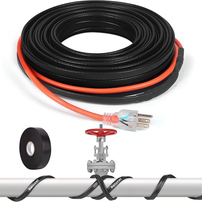 50FT（3~200FT） Heat Tape for Water Pipes, -40°F Deicing Heating Cable, Freeze Protected Water Pipe Heating Cable,120V 5W/ft