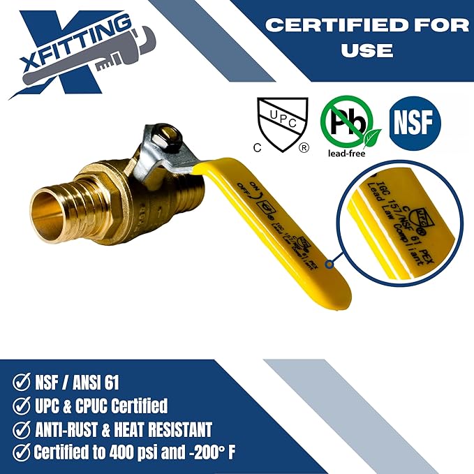 XFITTING 10 Pieces 1" Pex Ball Valve, 23-1-1=10X (10 Packs)