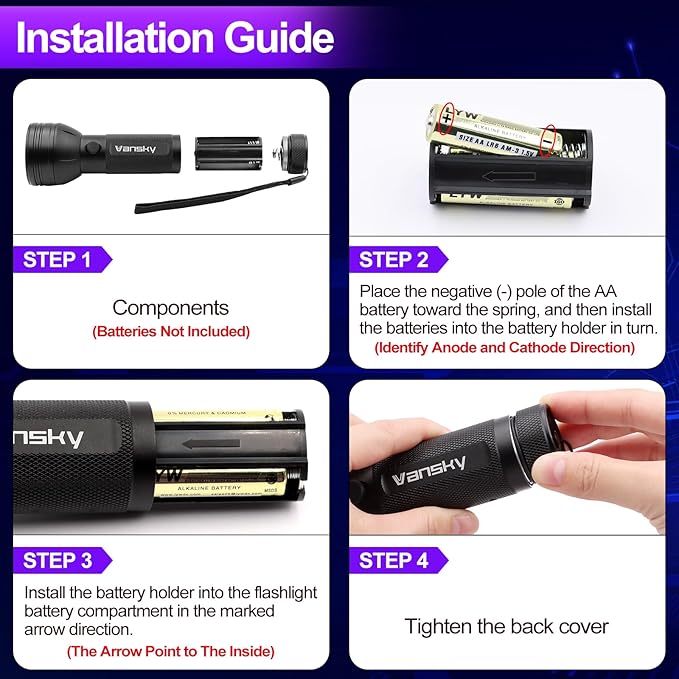 Vansky Air Conditioner Leak Detector: Professional Car Tool 68 LED Automotive AC UV Dye Leak Detection Kit with Protective Glasses