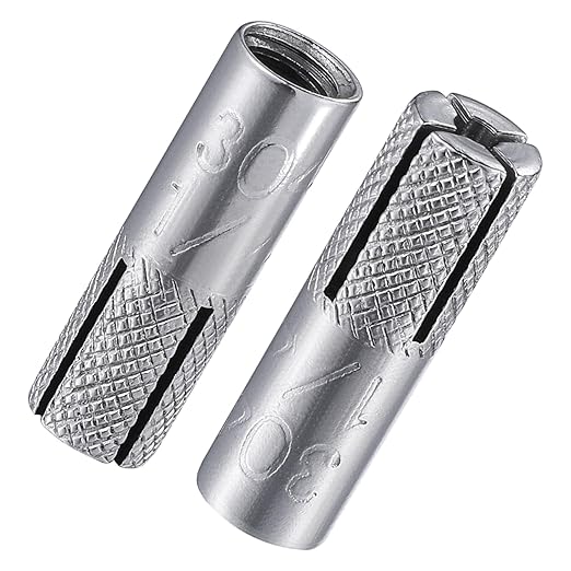 Wensilon(20 pcs) 1/4"-20 Premium Stainless Steel Drop in Anchors Assortment, Knurled Drop-in-Anchor for Solid Concrete, Internal Forced Expansion Screw Bolts