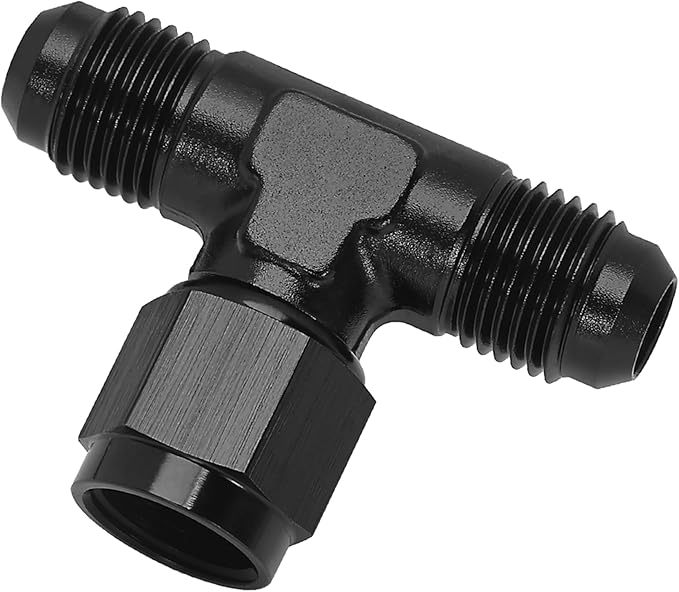 EVIL ENERGY 6AN Male Tee Fitting Adaptor with AN6 Female Swivel on Side Black