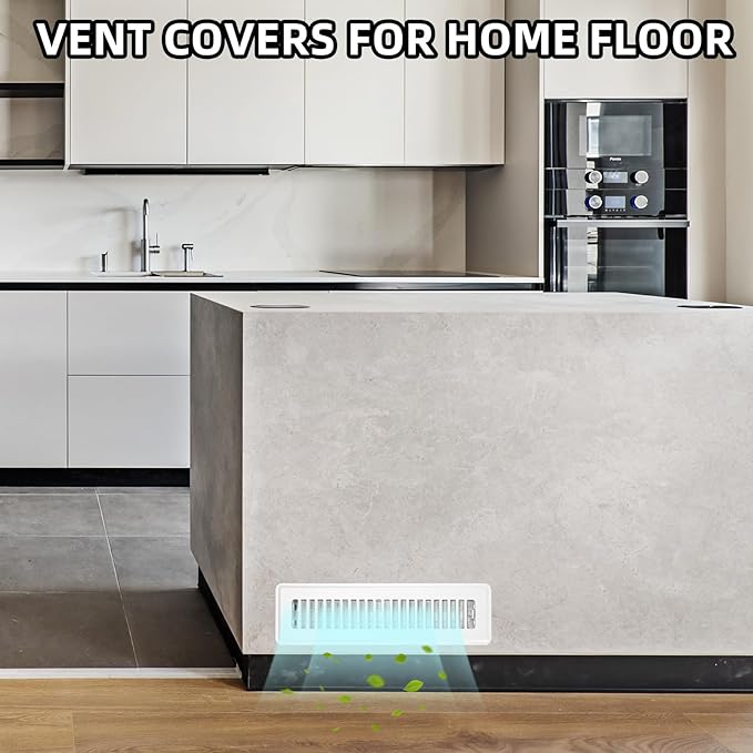 Floor Register 2x12-4 Pack Vent Covers for Home Floor Heavy Duty Steel Walkable Easy Adjust Air Supply Lever Cover for Sidewall, White