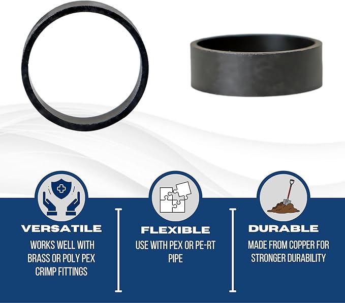 XFITTING 1 Inch Copper Pex Ring Black Oxidized Surface, 100 Pieces