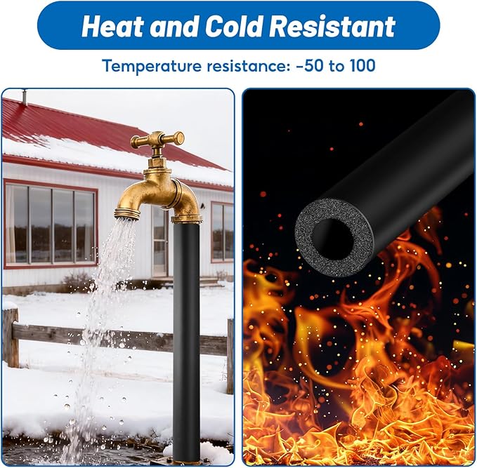 8 Pack Pipe Insulation Foam Tube 1" ID*3/8" TH-15.74" Foam Tubing Black Pipe Cover Heat Preservation for Outdoor Water Pipe Insulation,AC Unit, Exercise Machine Handle & Roof Rack Etc