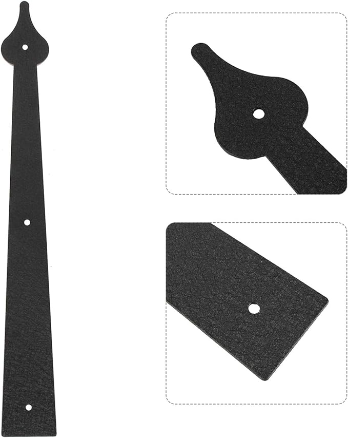 Homode Decorative Garage Door Hinges Handles, Faux Garage Door Accents, Metal Handles Hinges Hardware Kit, Screw Mounted, Black, Spear Style (4 Hinges+2 Handles)