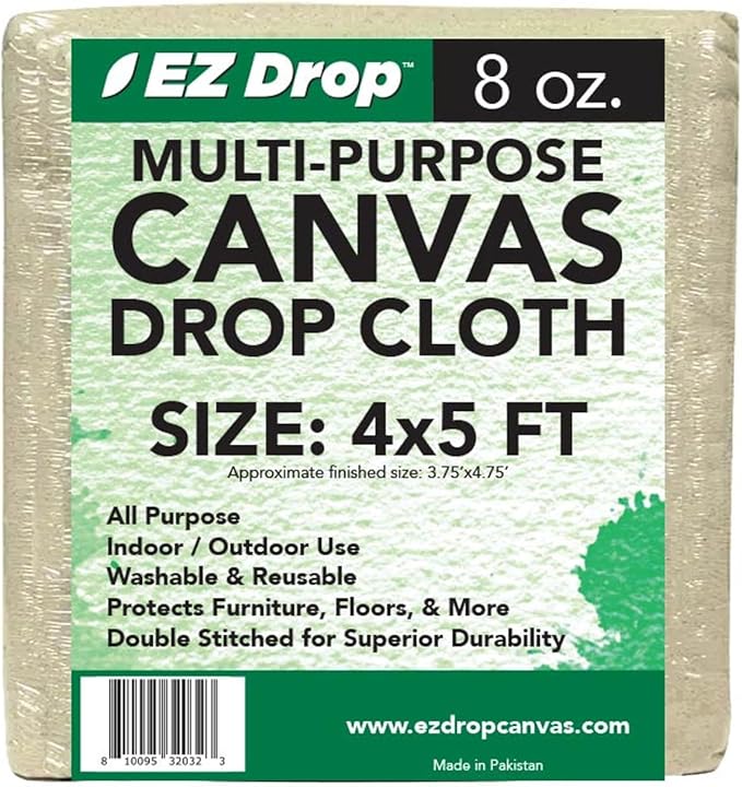 EZ Drop Painter's Canvas Fabric Drop Cloth for Painting (4 ft. x 5 ft.)