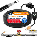 3~100FT Heat Tape for Water Pipes, UL & ETL Certified 25 FT Self-Regulating Pipe Heating Cable with Thermostat for Pipe Freeze Protection, Waterproof Heat Tape for Metal and Plastic Pipes,Black