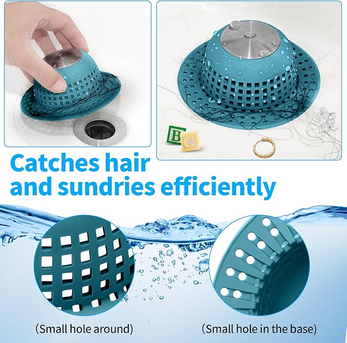 Shower Drain Hair Catcher Bathtub Drain Cover Shower Protector for Pop-Up & Regular Drains