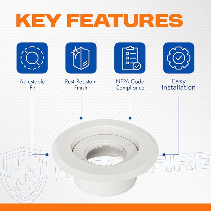 Retrofit Recessed Fire Sprinkler Escutcheon 3/4 in. IPS - Split 3 Piece in White - Depth Adjustment Range up to 3/4 in. for Fire Sprinkler Trim