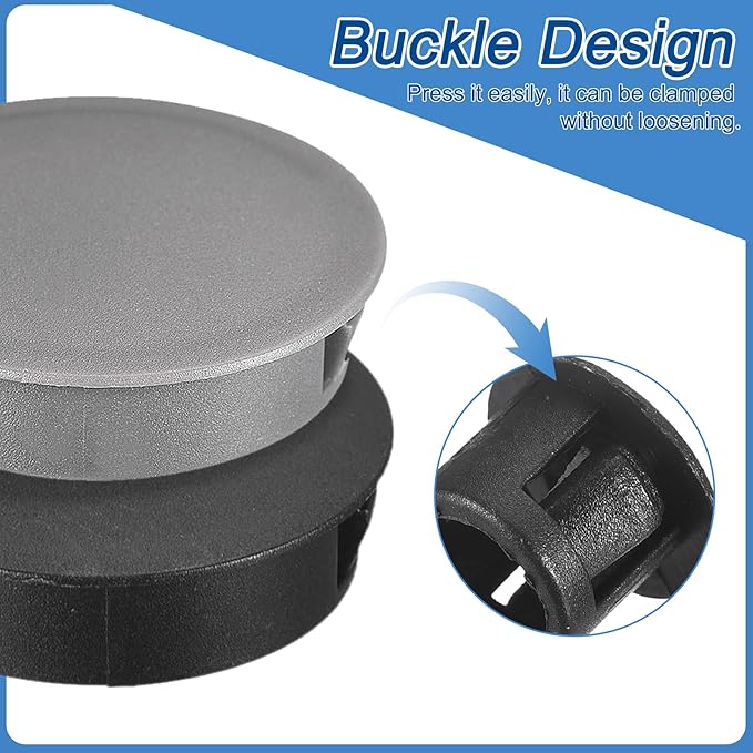 uxcell 38Pcs 16mm(5/8") Nylon Hole Plugs, Flush Type Panel Round Snap in Fastener Knockout Locking Plugs for Furniture Insert End Caps Panels, Gray