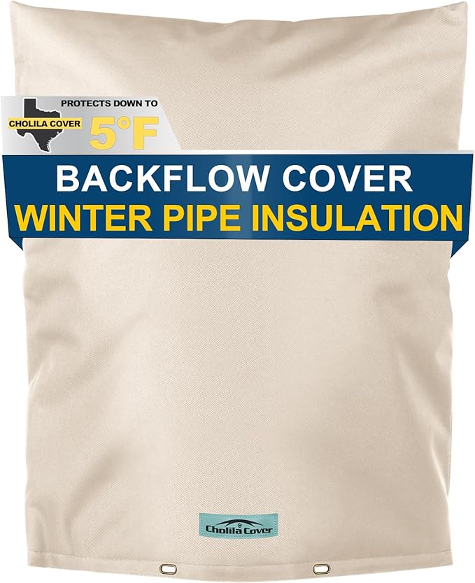 Backflow Preventer Cover Insulated (5˚F) with Thicker 7 Layers Fabric - 24" W x 30" H with Aluminum Foil Backflow Cover for Winter Pipe Freeze Protection - Sprinkler Covers for Outside
