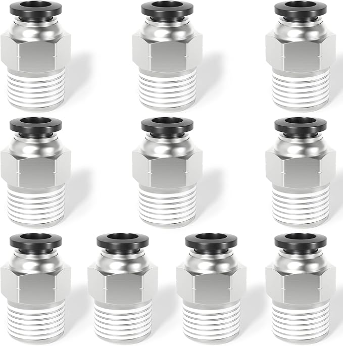 TAILONZ PNEUMATIC Male Straight 6mm Tube OD x 1/4 Inch NPT Thread Push to Connect Fittings PC6-N2 (Pack of 5)