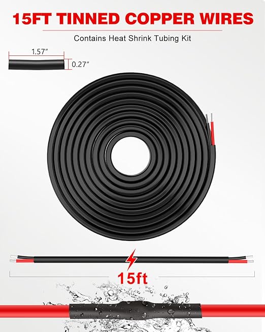 NAOEVO 18 Gauge Wire 2 Conductor Electrical Wire, 18 AWG Stranded PVC Cord, 12V Low Voltage/Tinned Copper/Flexible Cable for Automotive Wiring, Lamp Cord, Marine Cable (15FT)