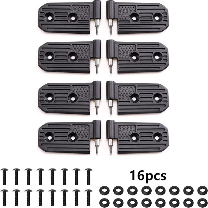 JL Door Hinges for Jeep, Replacement Original Factory Door Hinge Sleeve for 2018-2023 Jeep Wrangler JL JLU Sports Sahara Rubicon Gladiator JT Accessories 4 Door, Aluminum,8 Pcs, Black
