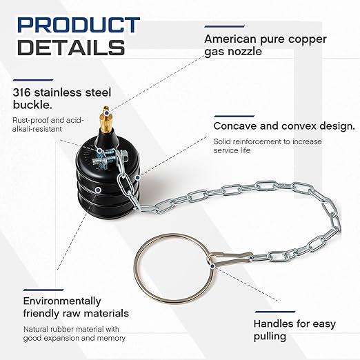 Inflatable Pipe Plug Sewer Test Plug Rubber Plumbing Test Balloon for Sewage Pipeline Inspection(2 Inch,with Ring and Chain)