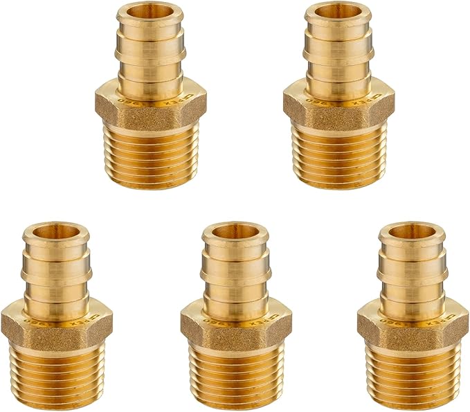 5 Pack PEX-A Expansion Fittings,3/4"PEX x 1" Male NPT Adapter,F1960 Male Threaded Adapter for Pex A Tubing, Copper(PEX1960132)