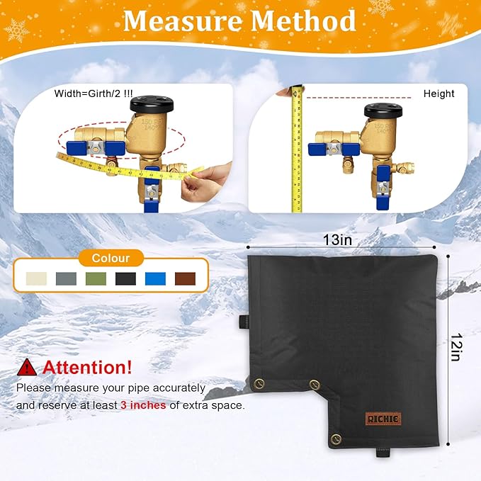 Backflow Preventer Insulated Cover (5°F) for Winter Freeze Protection, 13"W x 12"H Thickened Pressure Vacuum Breaker & Well Pump Cover, Outdoor Waterproof Insulation Pouch for Sprinkler Valve, Black