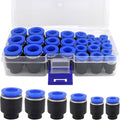 36PCS Push-to-Connect Air Line Fitting Plug, Kalolary Quick Connect End Plugs Brake Line Plug Air Hose Fittings Quick Cap Plugs Fitting for 1/8" 5/32" 1/4" 5/16" 3/8" 1/2" OD Tube