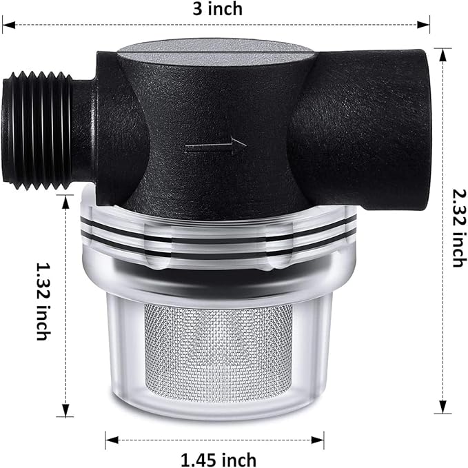 Honoson 4 Pack Water Pump Strainer Filter, RV Replacement 1/2 Twist On Pipe Strainer with 50 Mesh Stainless Steel Filter Screen Compatible with WFCO or Shurflo Pumps