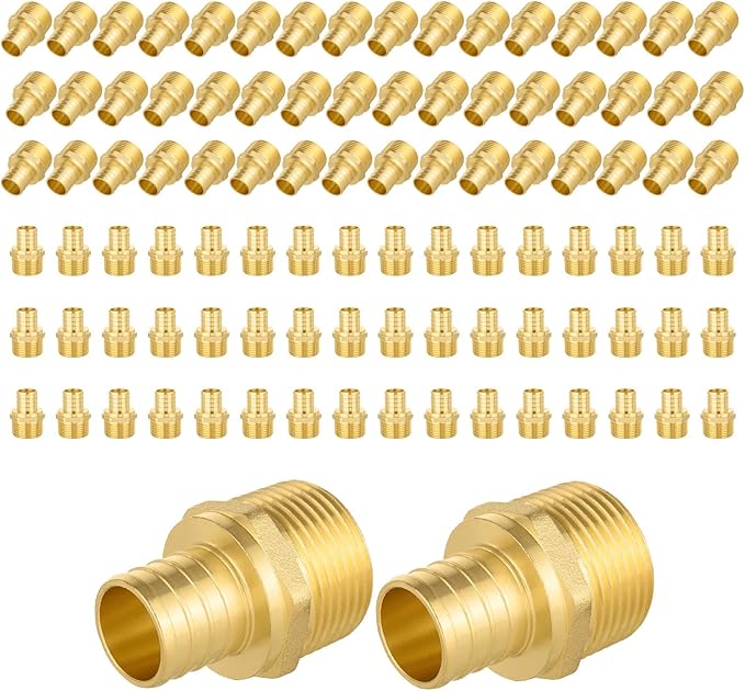 100-Pack PEX Fittings, 3/4" PEX x 3/4" Male Threaded NPT Adapter, ASTM F1807