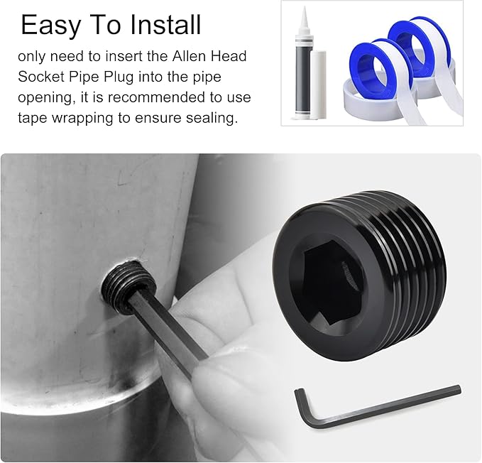 EVIL ENERGY 1/2" NPT Plugs Aluminum Socket Allen Head Black, Pack of 2