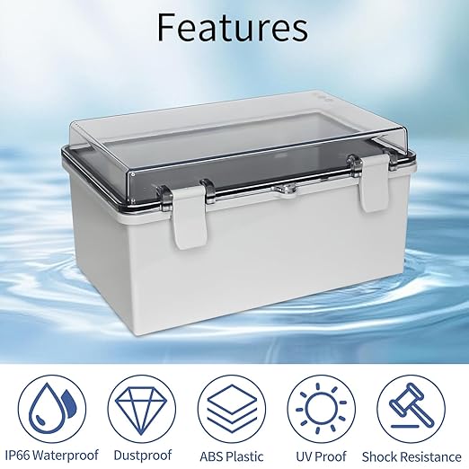 Outdoor Junction Electrical Box ABS Plastic Weatherproof Electrical Enclosure Box Clear(10.2"x6.2"x5.1")