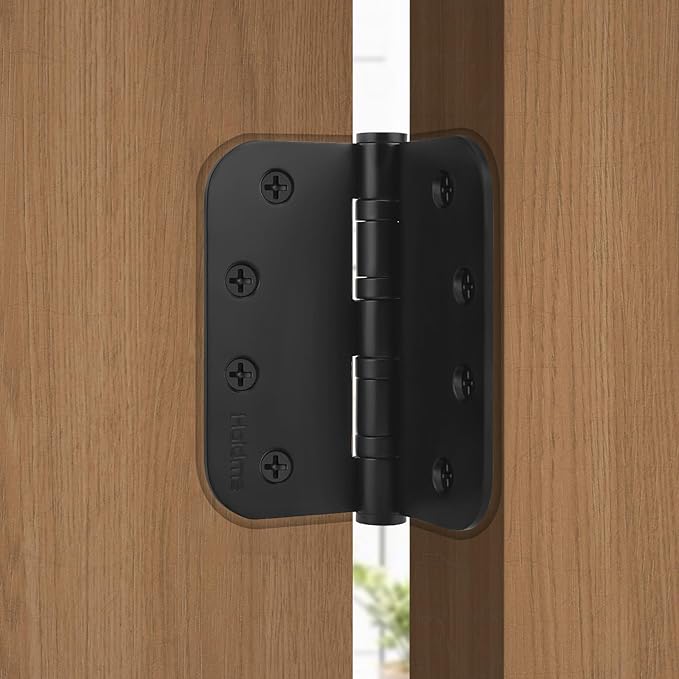 Haidms 304 Stainless Steel Black Ball Bearing Door Hinges for Exterior & Interior Doors 4in Stainless Steel Heavy-Duty Door Hinges Black 4inch, 5/8'' Radius Corners 3PACK