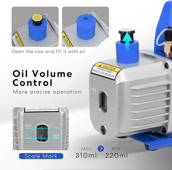 VIVOHOME 110V 1/3 HP 4.5 CFM Single Stage Rotary Vane Air Vacuum Pump with Oil Bottle