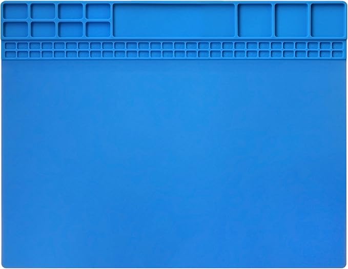 Handook Soldering Mat Silicone Repair Mat Heat Resistant 932°F Workbench Mat for Cellphone, Computer, PCB board Electronic Repair Mat for Soldering Station Iron Gun with Size 16 x 12 Inch (Blue)