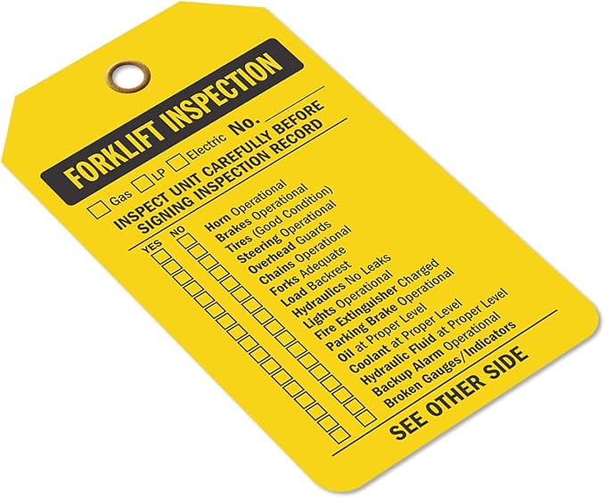 SmartSign 2 Sided Forklift Inspection Tag | 3.375" x 5.875" Plastic, Pack of 100, Made in USA