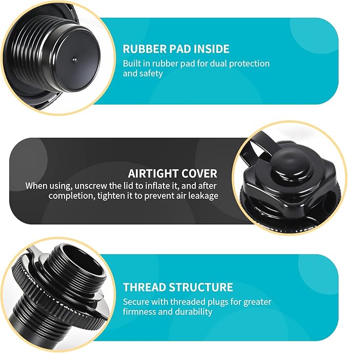 5PCS Replacement Plug Compatible with Intex River Run Tube, Inflatable Boat Air Valve, Durable Boston Valve Cap, One-Way Inflation Replacement Screw, for Inflatable Raft Boat Kayak