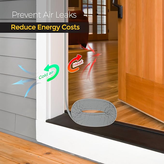 Weather Stripping Door Seal Strip Soundproof Q Foam Tape, Exterior Door Insulation Strip for Large Gap, Easy to Install (Grey, 3FT)