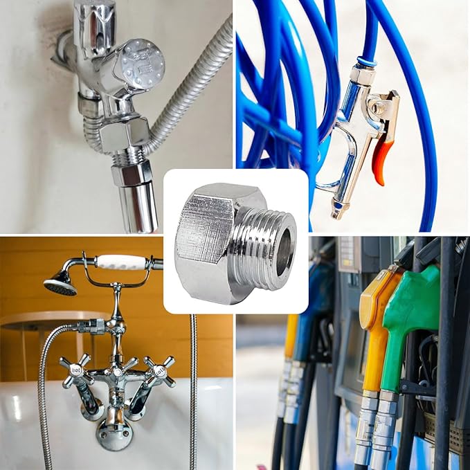4 PCS Water Line Adapter, Pipe Fittings in 1/2" Female to 3/8" Male Reducer Adapter, Faucet Supply Hose Adapter, Compression Fitting for Kitchen Bathroom Faucet, Pipe Connector with Rubber Washer