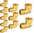 10-PCs HeSun Brass Pipe Fitting, 3/8" NPT Male x 3/8" NPT Female 90-Degree Barstock Street Elbow