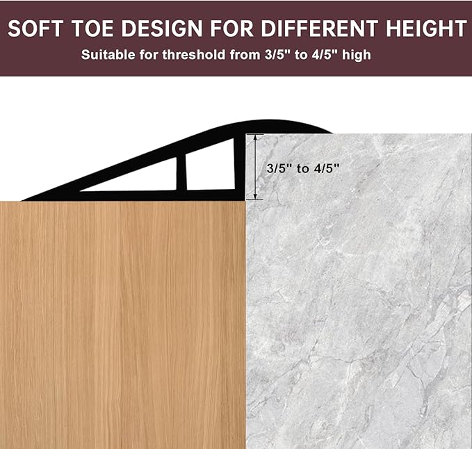 Vinyl Door Threshold Flooring Transition Strip Self Adhesive Carpet Edging Strip for Laminate Doorway Edge Threshold from 3/5" to 4/5" (Coffee, 6.6 Ft)