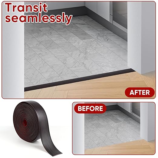 Floor Transition Strip Cover Strips, Self Adhesive Vinyl Flooring Transitions Flat Divider Strip for Floor Carpet,Threshold, Floor Tiles, Doorway and Gaps (Black Walnut, 2 Inch x 20 Feet)