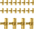 20-Pack PEX Fittings Niikappu 3/4"x3/4"x1/2" Pex Tee, Brass Crimp Pipe Fittings for PEX Pipes, ASTM F1807