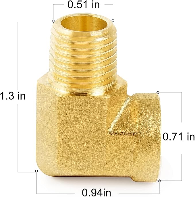 ChillWaves Brass Pipe Fitting, 90 Degree Barstock Street Elbow 1/4" NPT Female x 1/4" NPT Male Thread Adapter(5-PACK)