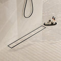 Neodrain 40 in Matte Black Linear Shower Drain- with 2-in-1 Flat & Tile Insert Cover, 304 Stainless Steel Rectangle Shower Floor Drain,Floor Shower Drain