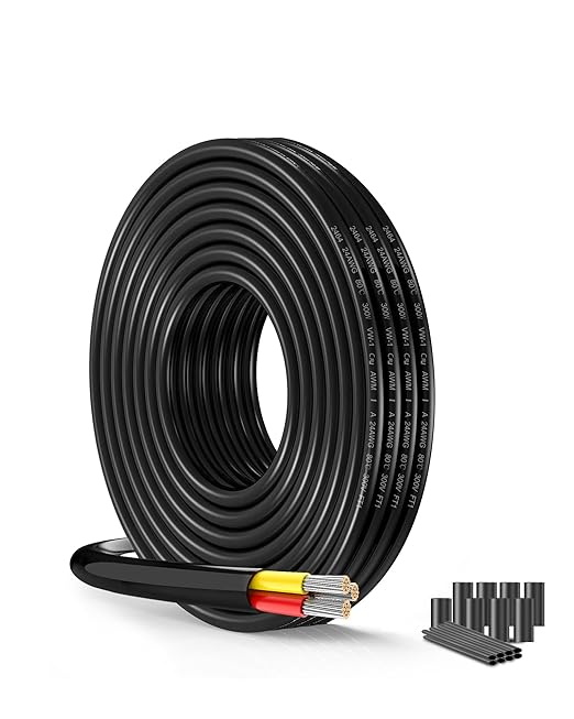 24 AWG 24/3 Gauge Electrical Wire - 26.25FT UL2464 Certified Oxygen-Free Stranded Tinned Copper Cable for Low Voltage LED Systems | 5V/12V/24V/300V DC Power Supply | Automotive Lighting