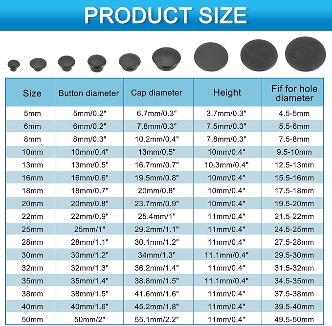 uxcell 50Pcs Plastic Hole Plugs, 1-2/5"(35mm) Flush Type Panel Round Screw Caps Cover Fastener Knockout Locking Plugs for Furniture Insert End Caps Panels, Gray