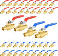 40-Pack Foskan 1" PEX Crimp Ball Valve, Brass Quarter Turn Full Port Shut-off Valve for PEX Tubing(Blue and Red)