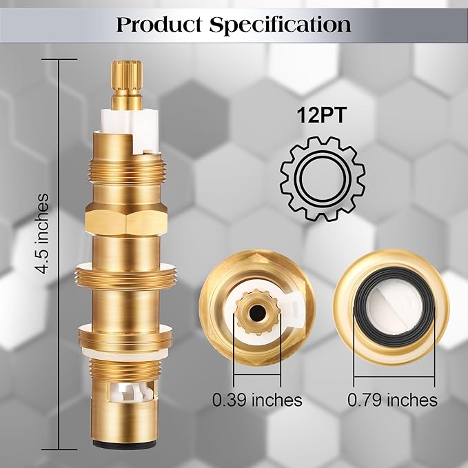 Dreyoo Ceramic Disc Cartridge Replacement for 910-030, Shower and Faucet Stem Compatible with Price/Pfister, Shower Valve Faucet Cartridge Brass Construction (1 Pack)