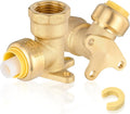 50-Pack HeSun Pushfit Drop-ear Elbow, 1/2" Female NPT x 3/4" Push to Connect Plumbing Fittings with Disconnect Clip, Brass Push-fit Fittings for PEX, Copper, CPVC, PE-RT Pipes(PF074-50)