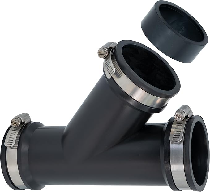 Fernco 1.5 in. Hub Flexible PVC Wye DWV Pipe Fitting Connector with Optional 1.25 in. Reducer Bushing for Cast Iron, Steel and Plastic Connections