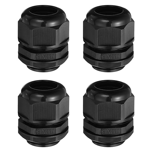 MECCANIXITY 4 Pcs M32 Cable Gland, 18-25mm Wire Hole Waterproof Nylon Joint for Cable Fixing, Wiring, Repairing, Gland Replacement, Electrical Appliances, Black