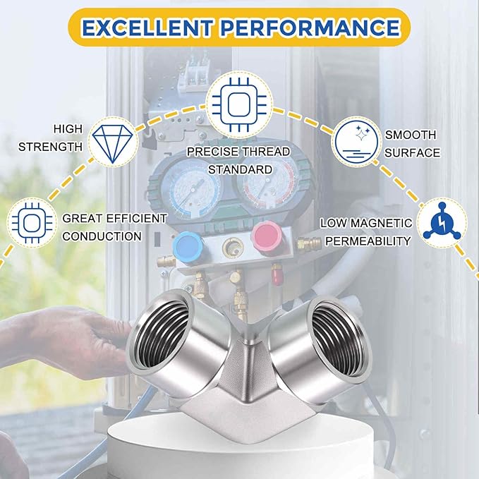 2 Pack 316 Stainless Steel Pipe Fittings, 90 Degree 1/2" FeMale NPT to 1/2" FeMale NPT Barstock Street Elbow W/Sealing Tape, Forged Pipe Fitting Connector for Air, Oil, LP